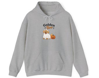 Felpa con cappuccio Golden Retriever Boo Ghost | Zucca Foglie Autunnali Raglan autunnale