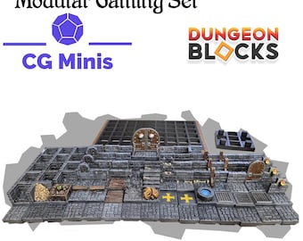 Modular Dungeon Blocks Starter Set: 84-Piece Tabletop Terrain - TTRPG