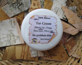 natural Tar & Chaga Cream / birch bark from wild forest / without additives / many years experience / Handmade / Teercreme / Crème goudron