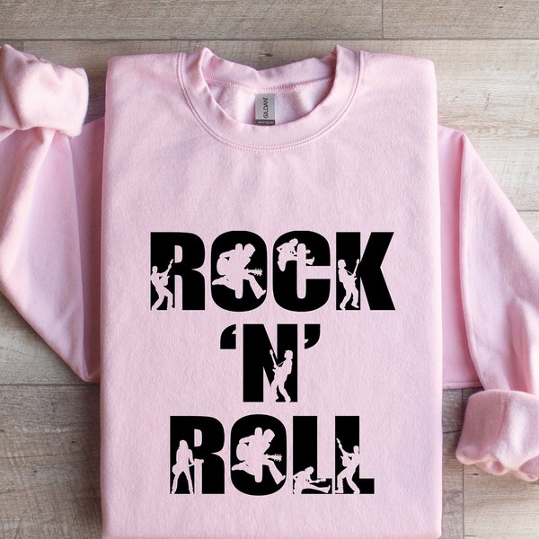 Rock and Roll Sweatshirt, Rock n Roll Hoodie, Vintage Style Rock and Roll Sweatshirt, Rock & Roll, Music lover Sweatshirt, Lets Rock
