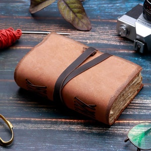 The Vintage Journal Leather Dairy Handmade Notebook Handmade Recycle Paper Travel book Anniversary Gift Christmas Gift Gift for Him / Her