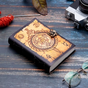 Leder Journal UV Druck Notizbuch Vintage Leder Journal 100 Seiten handgemachtes Vintage Papier Leder Skizzenbuch book of shadows