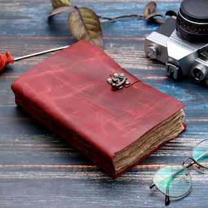 Diario in pelle vintage con vecchia carta riciclata e blocco per appunti Mattel, taccuino da viaggio, regalo per la festa del papà, album da disegno in pelle