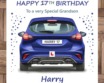 Personalised 17th Birthday Card: Learner Driver Car, Handmade