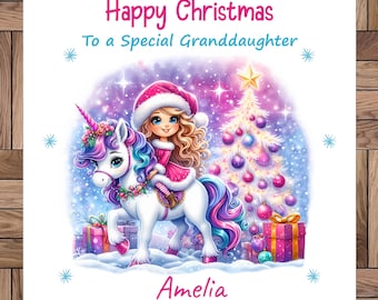 Carte de Noël personnalisée licorne : princesse faite main, tout membre de la famille