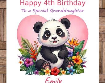 Tarjeta de cumpleaños personalizada: Panda, para cualquier edad/familiar, hecha a mano.