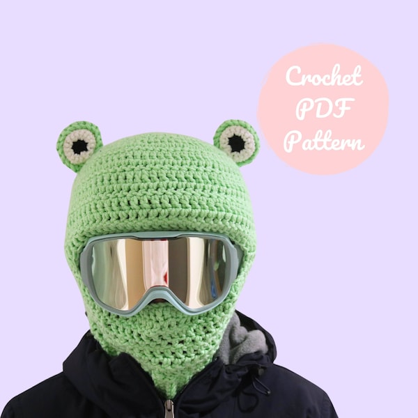 Crochet Pattern Frog Balaclava to cover helmet