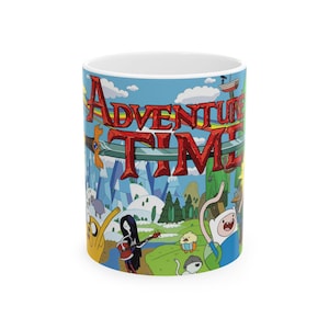 Adventure Time Ceramic Mug, Cartoon Gift, Fun Coffee Cup, Collector's Item, Geeky Kitchenware, Animated Series Merchandise