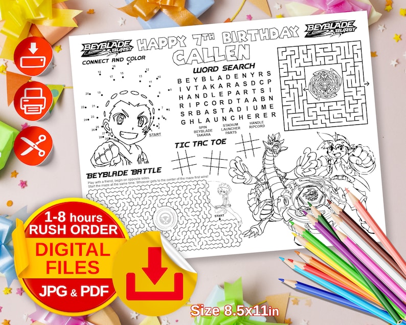 Personalized DIGITAL File Coloring Page, Birthday Party Personalized ...