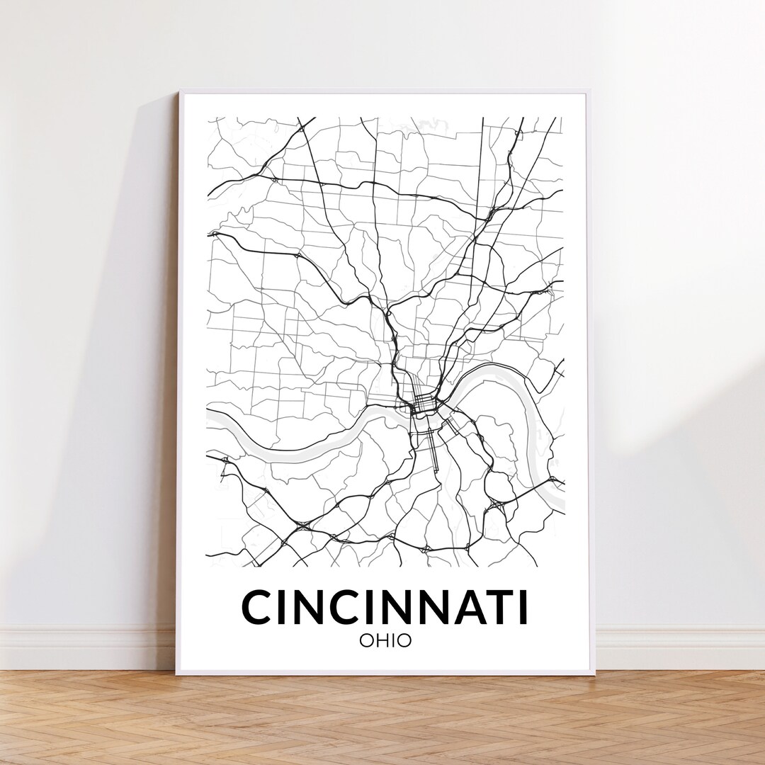 Cincinnati OH Map Print Ohio USA Map Art Poster Hamilton County City ...