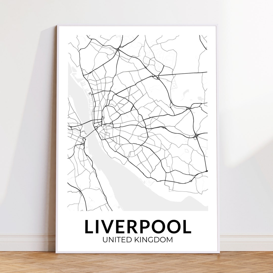 Liverpool City Map Liverpool Printing Liverpool City Print Etsy