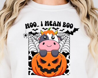 Halloween Sublimation Design • 300dpi PNG • Moo I mean BOO Cow • Clip Art • Tshirt • Tote Sublimation • Cow • Halloween Digital Sublimation