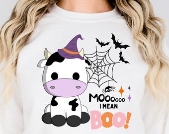 Halloween Sublimation Design • 300dpi PNG • Moo I mean BOO Cow • Tshirt • Tote Sublimation • Cow • Halloween Sublimation • Halloween png