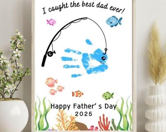 Father's Day Handprint Craft • Dad Keepsake • Father's Day Gift • Gift for Dad  • Fishing Craft  • Father's Day Printable • Best Dad Gift