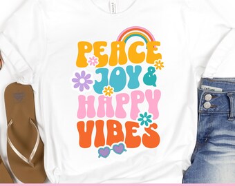 Happy Vibes PNG: Groovy Hippie Sublimation Design (SVG & PNG)