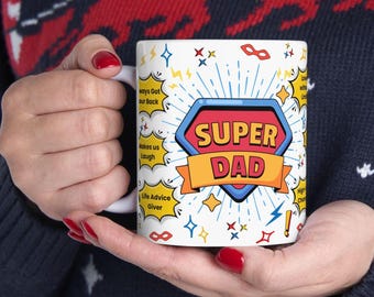 Super Dad Message Mug Wrap PNG, Father's Day Mug Wrap PNG, Dad Sublimation 11oz 15oz, Super Dad Design, fathers day sublimation png 300dpi