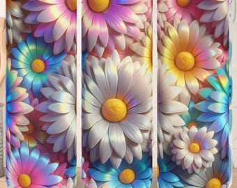 Spring Daisy Floral Tumbler Wrap Design, Spring Flowers PNG, 20oz Tumbler Sublimation Design, Spring Flowers png 300dpi, Flower Tumbler Wrap