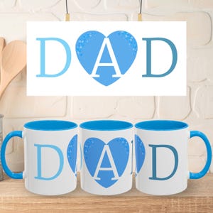 Dad Heart Mug, Father&#39;s Day Mug Wrap PNG, Dad Sublimation 11oz 15oz, I Love Dad Coffee Cup, fathers day sublimation png 300dpi, Dad Gift