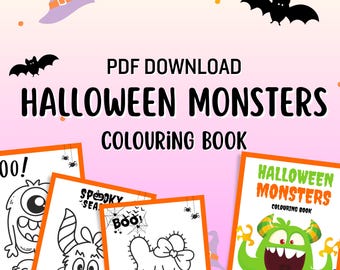 Halloween Monsters Coloring Book, Boo Printable Instant Digital Download PDF, Big Easy and Kids coloring book boo Illustrations