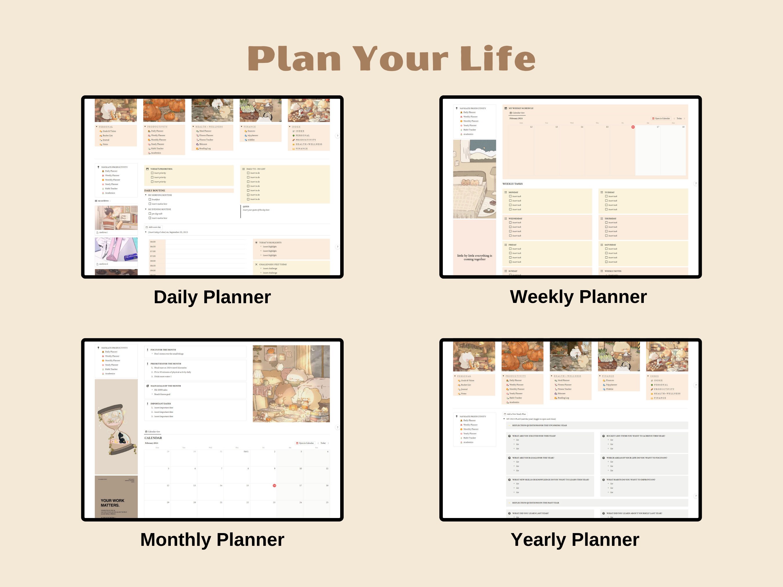 Notion Life Planner 2024, Daily Weekly Monthly Yearly Template, Habits ...