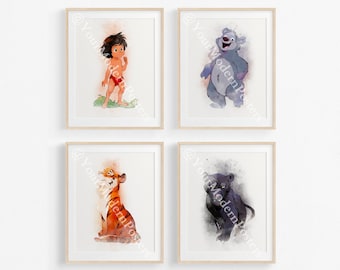 The Jungle Book Cute Posters - Watercolor Nursery Room Decor - Gift For Animal Lover, Wall Art - Child, Baby Gift - Watercolor Collection