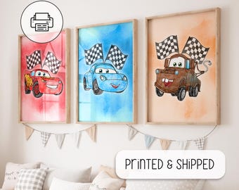 Set di 3 poster di auto ad acquerello - Decorazione da parete con auto - Decorazione da parete ad acquerello - Stampa di auto - Regalo per baby shower - Regalo di compleanno per ragazzi
