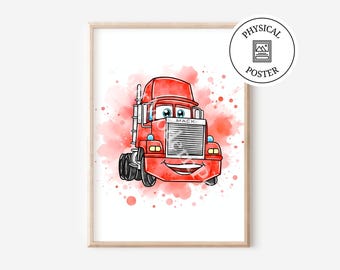 Watercolor Cars Poster: Kids Room Cars Wall Art Decoration