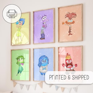 Inside Out Characters Gallery Wall - Nursery Room Wall Art Decor - Kids Room Posters - Watercolor Wall Art - Joy, Sadness, Anger, Disgust