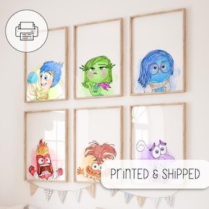 Inside Out Characters Gallery Wall - Nursery Room Wall Art Decor - Kids Room Posters - Watercolor Wall Art - Joy, Sadness, Anger, Disgust