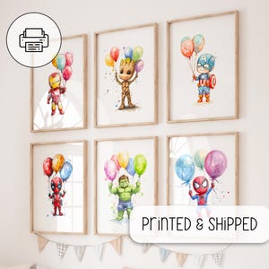 Chibi Superhero Prints - Superhelden Wand Kunst Dekor - Kinderzimmer Dekor - Kunst Galerie Wand - Set von 6 Superhelden Poster - Baby Zimmer Dekor
