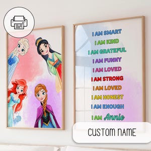 Cute Princess Wall Art, Princess Ballerina, Fairy Tale Decoration, Princess Prints Little Girl Room Decoration, Boho Girl Nursery Decor