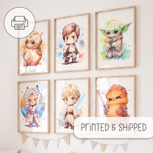 Cute Chibi Star Wars Characters - Nursery Room Decor - Art Gallery Wall - Set of 6 Starwars Posters - Baby Room Decor - Watercolor Art Print