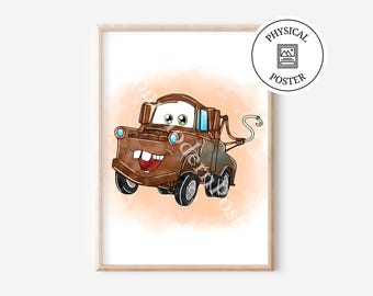 Watercolor Cars Poster: Kids Room Wall Art, Watercolor Splash Print