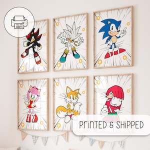 Cute Set Of Sonic the Hedgehog Posters, Nursery Wall Art - Sonic And Tails Prints, Sonic Gift - Kids Room Decor, Sonic The Hedgehog Wall Art