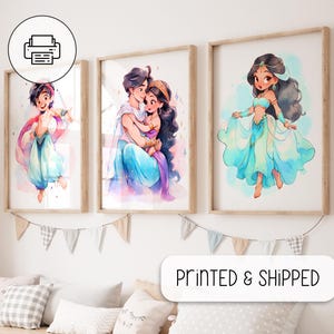 Set of 3 Nursery Princess Prints - Watercolor Art - Princess Party Decor -Kids Nursery Decor Wall Art - Birthday Gift -Child Room Decoration