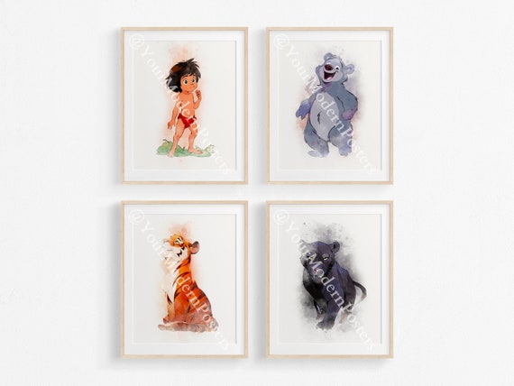 The Jungle Book Cute Posters - Watercolor Nursery Room Decor - Gift For Animal Lover, Wall Art - Child, Baby Gift - Watercolor Collection