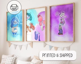 Inside Out 2 Classroom Poster, Inside out Themed Posters, Inside Out Wall Art, Inside Out Characters, Inside Out Phrase Watercolor Poster