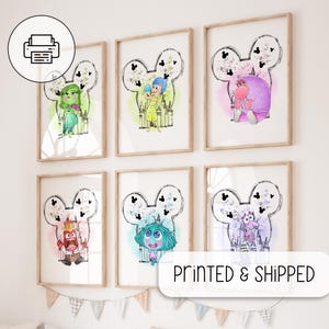 Inside Out 2 Charaktere Galeriewand - Kinderzimmer Wand Kunst Dekor - Kinderzimmer Poster - Aquarell Wandkunst - Freude, Trauer, Wut, Ekel