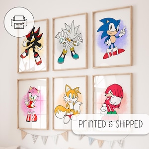 Cute Set Of Sonic the Hedgehog Posters, Nursery Wall Art - Sonic And Tails Prints, Sonic Gift - Kids Room Decor, Sonic The Hedgehog Wall Art