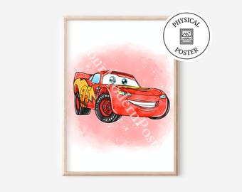 Watercolor Effect Cars Poster: Kids Room Wall Art