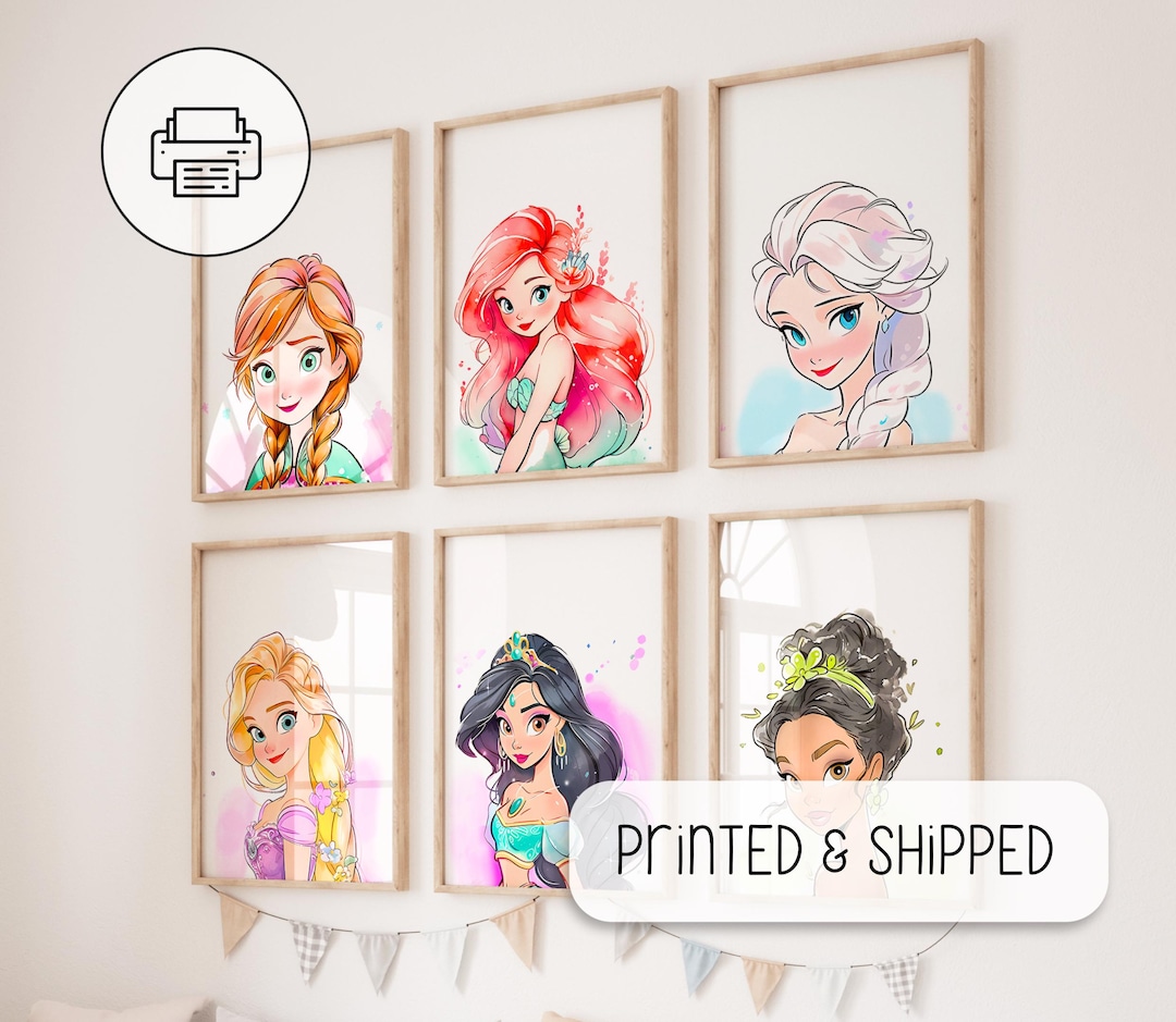 Princesses Faces Set of 6 Posters - Wall Art Decor - Girl Room Decor ...