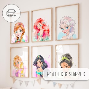 Prinzessinnen Gesichter Set 6 Poster - Wand Kunst Dekor - Mädchen Zimmer Dekor - Prinzessin Kinderzimmer - Prinzessin Print Kinderzimmer Dekoration