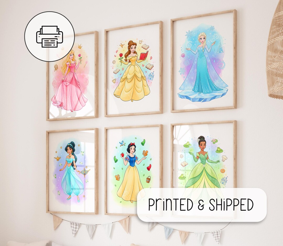 Princesses Set of 6 Posters - Wall Art Decor - Girl Bedroom Decor ...