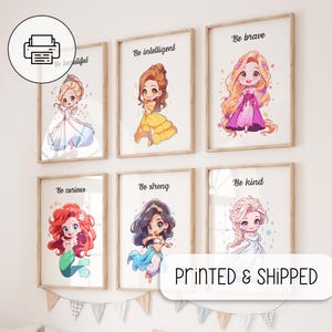 Princesses Set Of 6 Posters - Wall Art Decor - Girl Room Decor - Princess Nursery - Princess Print Kid's Bedroom Decoration