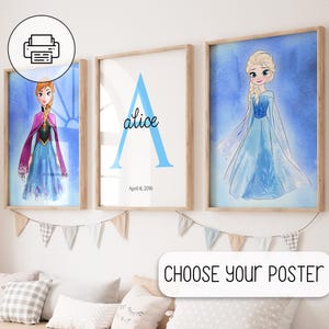 Gepersonaliseerde prinses aquarel kunst - kinderkamer meisjes kamer muur decor - aangepaste eerste naam afdrukken - prinses schilderij - muur kunst cadeau poster