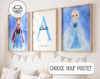 Personalized Princess Name Print: Watercolor Nursery Wall Art
