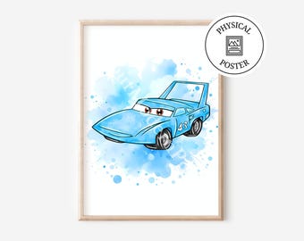 Poster per auto effetto acquerello - Decorazione murale con auto - Stampa di auto - Decorazione murale con schizzi di acquerello - Regalo per baby shower - Regalo di compleanno per ragazzi