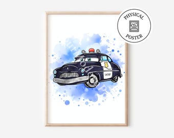 Poster per auto effetto acquerello - Decorazione murale con auto - Stampa di auto - Decorazione murale con schizzi di acquerello - Regalo per baby shower - Regalo di compleanno per ragazzi