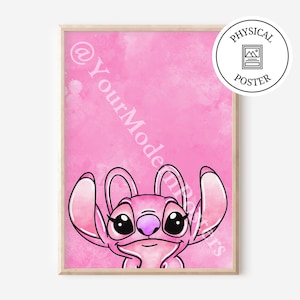 Impression d&#39;art aquarelle Lilo et Stitch - Poster Lilo et Stitch - Cadeaux de décoration murale pour chambre d&#39;enfant - Peinture Stitch - Poster Ohana Means Family