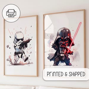 2 Star Wars Poster - Star Wars Wall Art, Baby Room Shower, Prints for Kids - Starwars Nursery - Star Wars Gift, Kids Room Bedroom, Boys Gift
